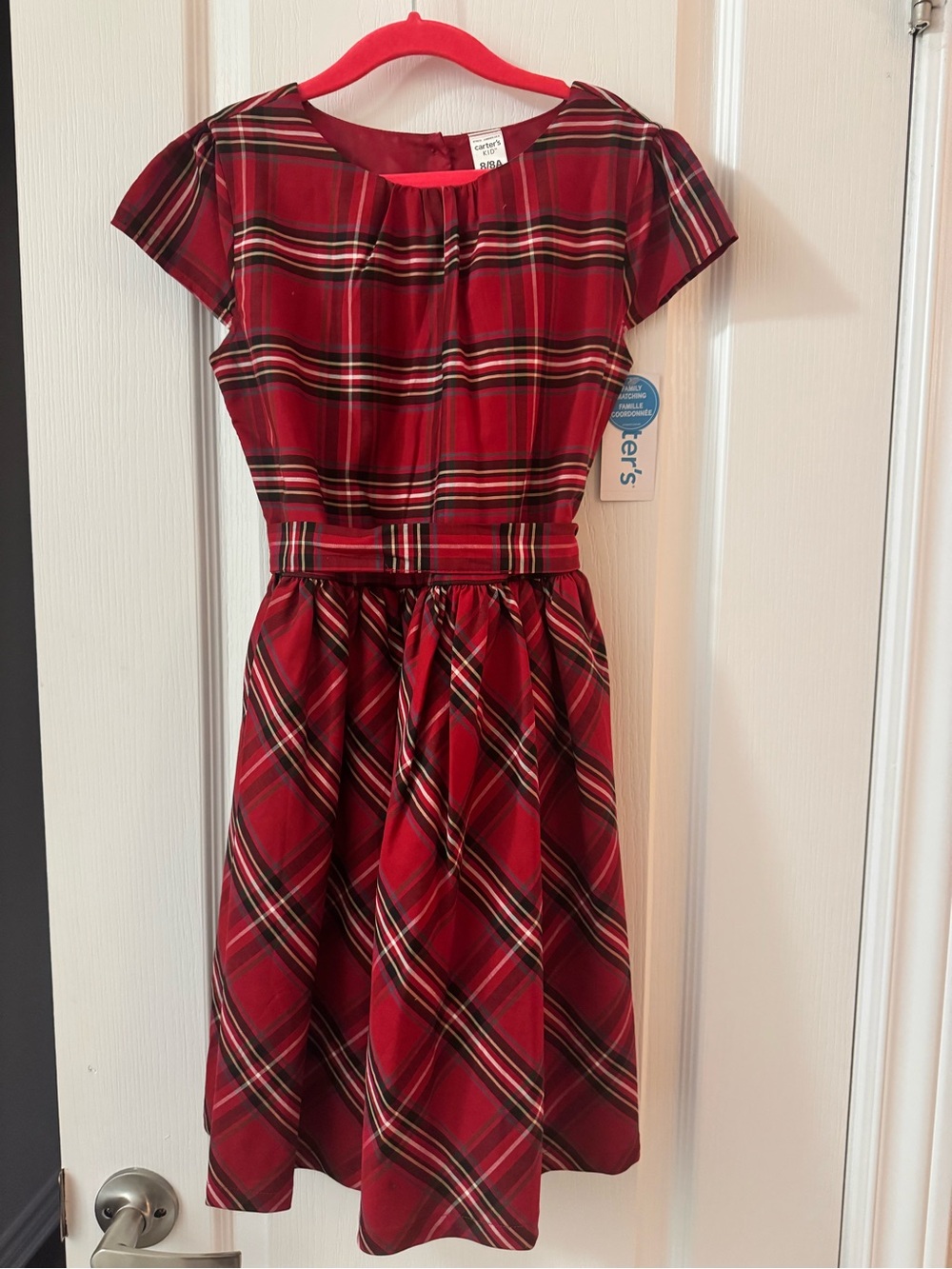 Carter's Red Plaid Fit-and-Flare Holiday Dress